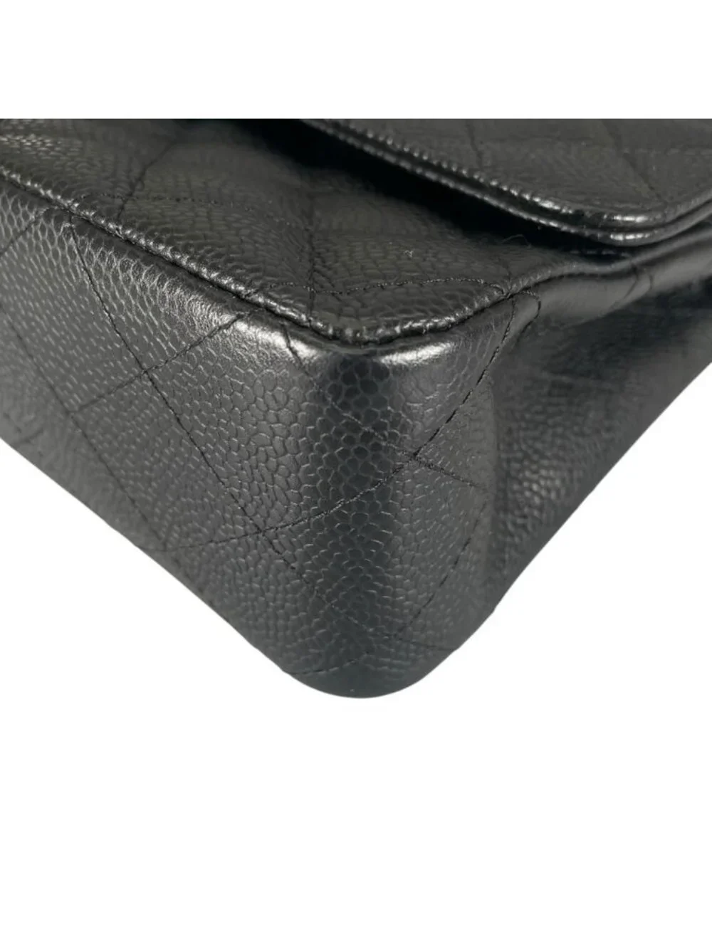 Chanel Shoulder Bag Quilted 25 Silver Chain Black
